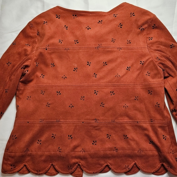 Multiples Womens Burnt Orange Dress Jacket With Scalloped Bottom Size PS - Picture 9 of 9